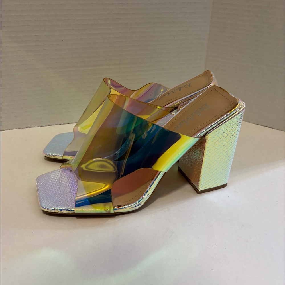 🔵Holographic BLOCK Heels BELLA MARIE - Picture 4 of 14